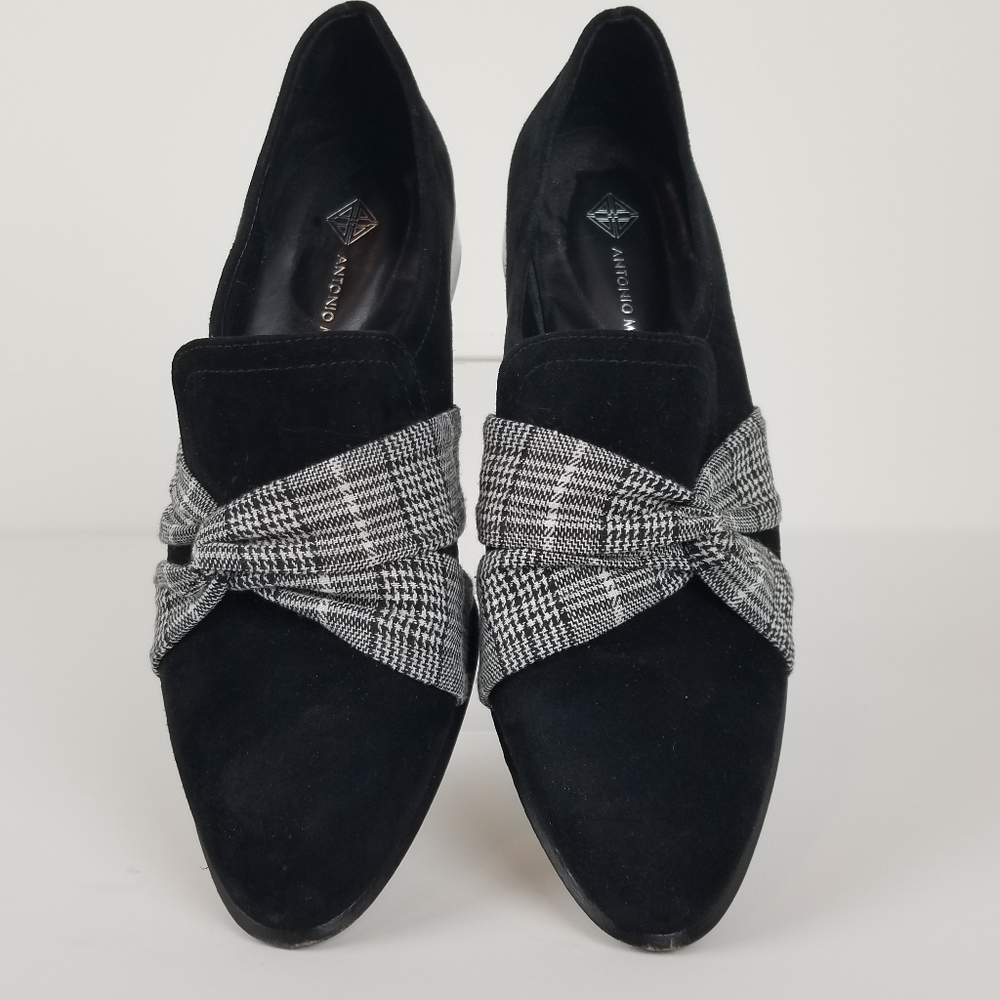 Antonio Melani Black/White Plaid‎ Knot Loafers